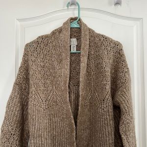 Joie Open Front Long Cardigan Sweater in Oatmeal- Size Medium